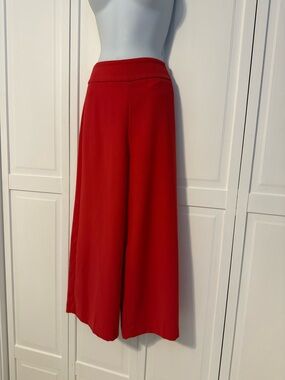 Express Coral/Red Wide-Leg High Waisted Cropped Pants - 00